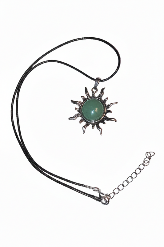 Green Aventurine Sun Pendant Necklace