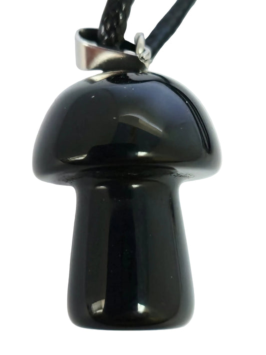 Black Agate Mushroom Necklace