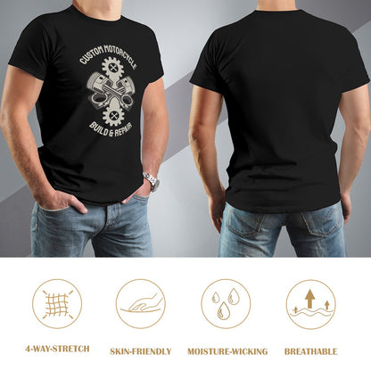 Custom Motorcycle Build and Repair Men's T-shirt 100% Cotton