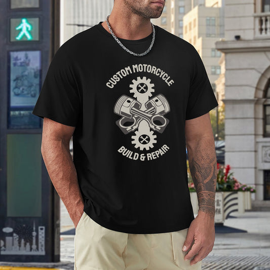 Custom Motorcycle Build and Repair Men's T-shirt 100% Cotton