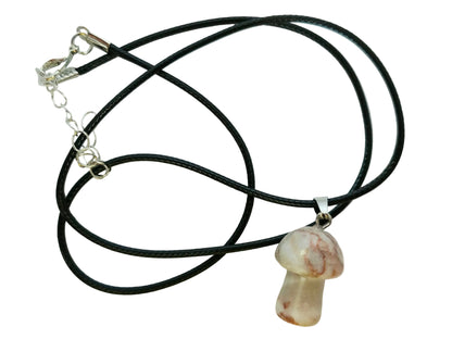 Flower Agate Mushroom Necklace
