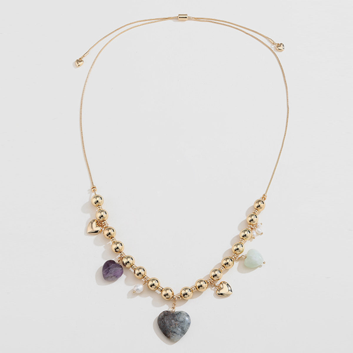 Natural Stone Gold-Plated Heart Necklace