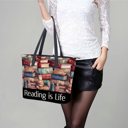 Reading is Life Leather Ladys Handbag