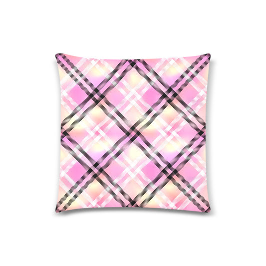 Pink Plaid Throw Pillow Cover