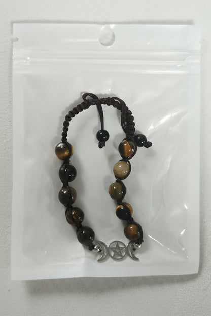 Tiger's Eye Triple Moon Natural Stone Adjustable Bracelet