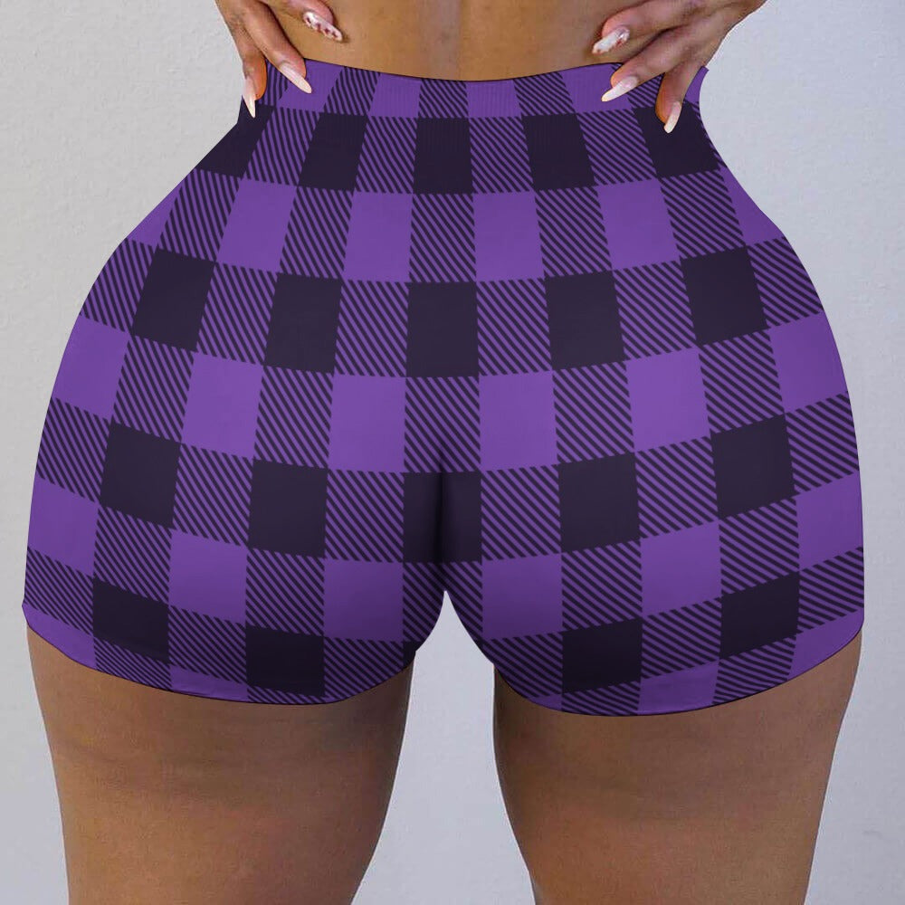 Purple Plaid Ladies Shorts
