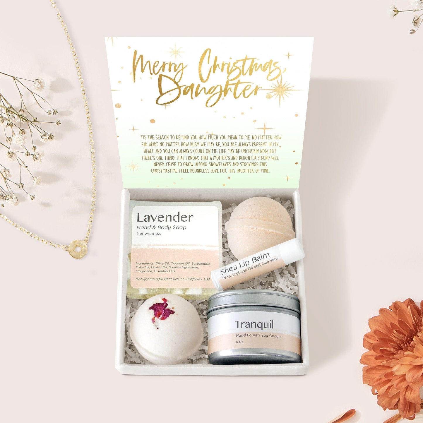 Christmas Gift for Daughter Compass Necklace Gift Box Set