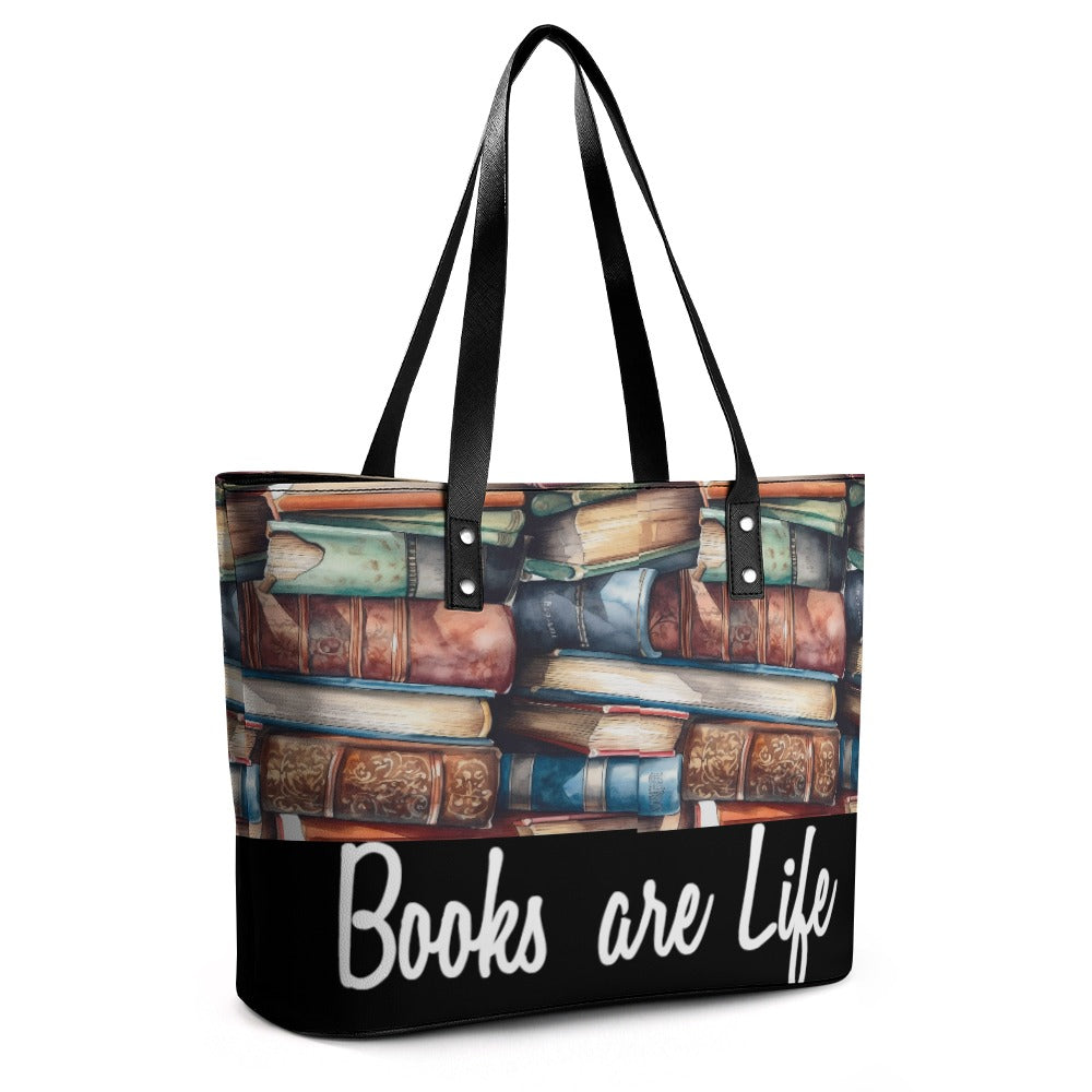 Books Are Life Leather Ladys Handbag