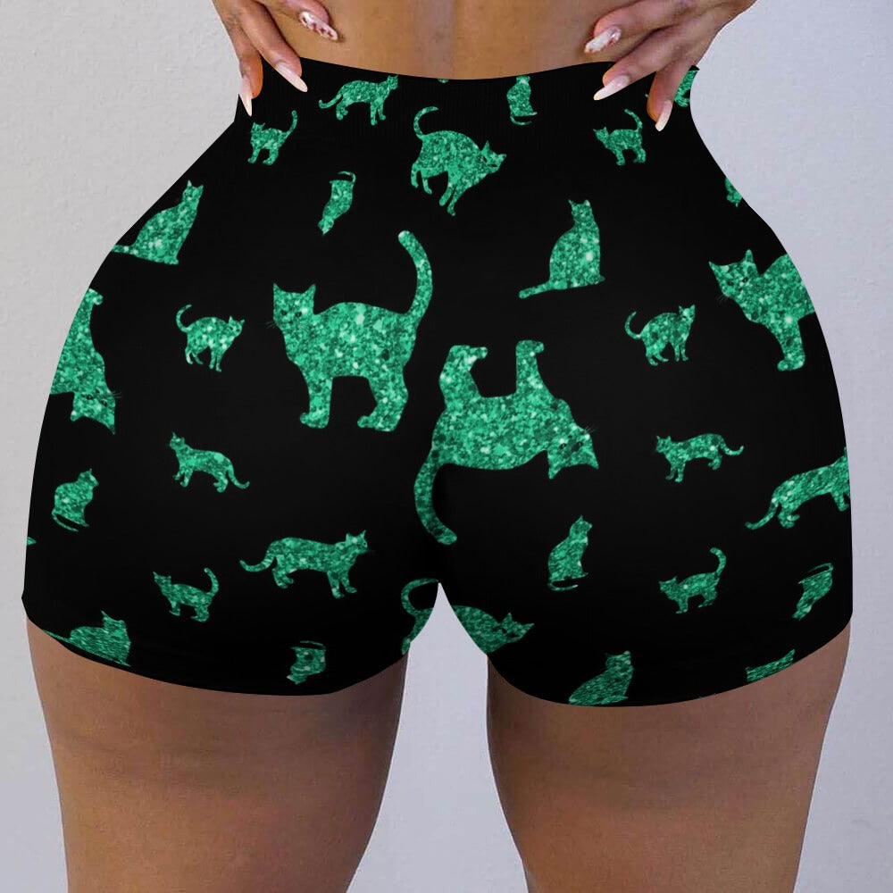 Glitter Cats Colorful Ladies Shorts
