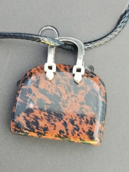 Natural Stone Mini Purse Pendant Necklaces