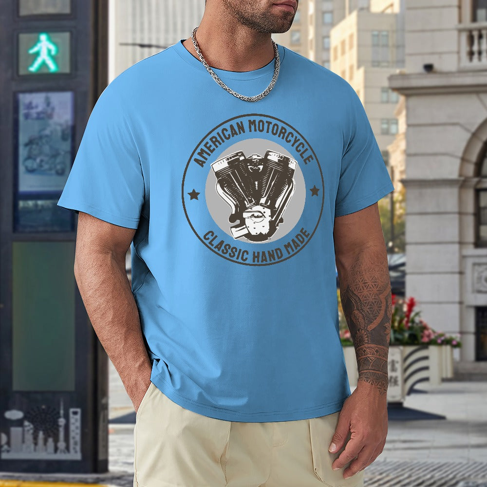 American Motorcycle Classic Hand Made Men's T-shirt 100% Cotton