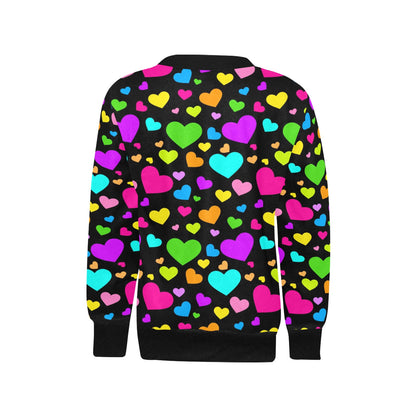 Girls' Colorful Hearts Crew Neck Top (H49)
