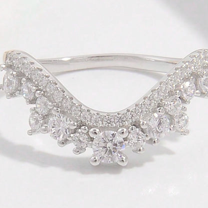 Tiara Style 925 Sterling Silver Inlaid Zircon Ring