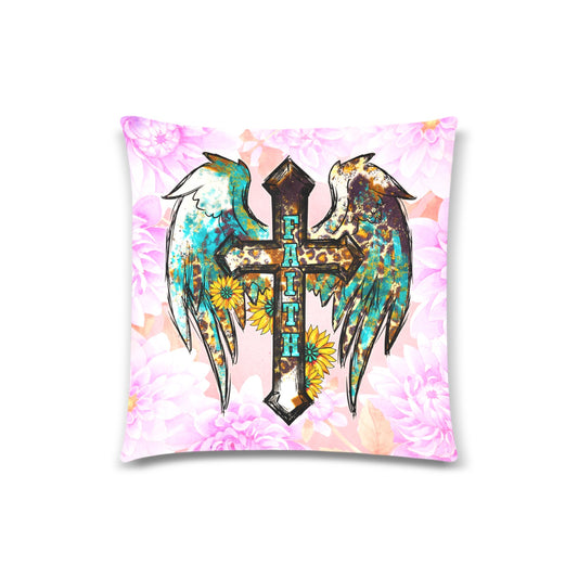 Cross with Wings Throw Pillow Cover