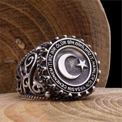 Moon Star Pentagram Ring