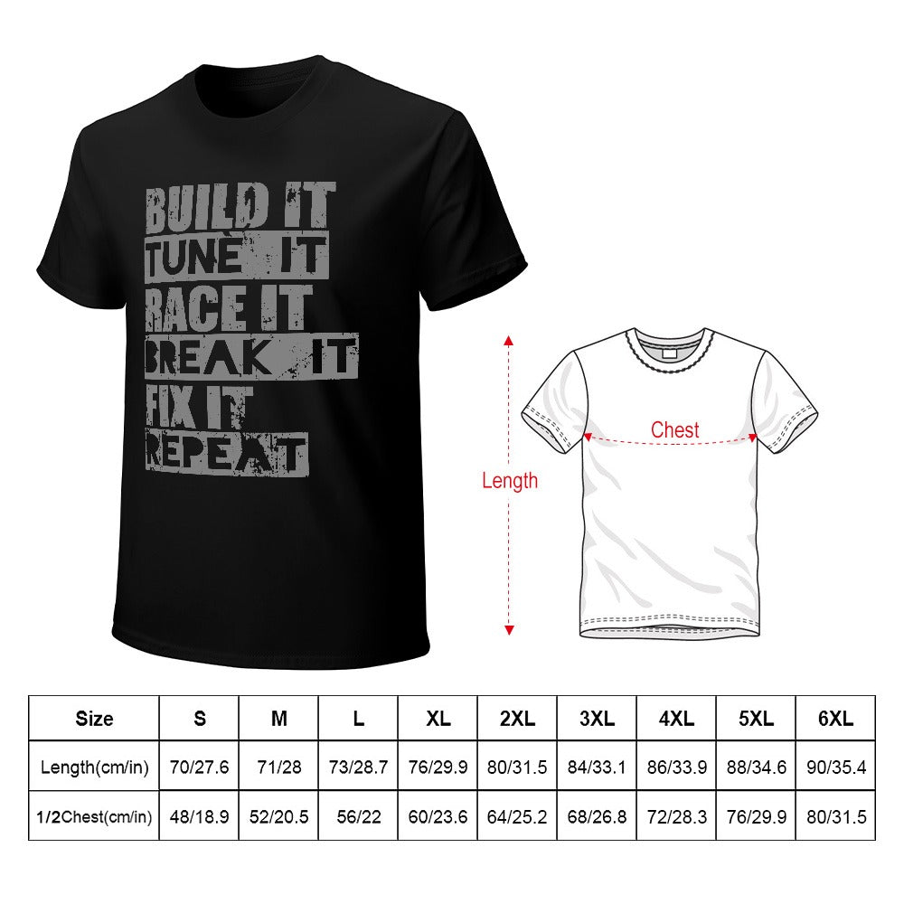Build It Tune It Race It Men's T-shirt 100% Cotton