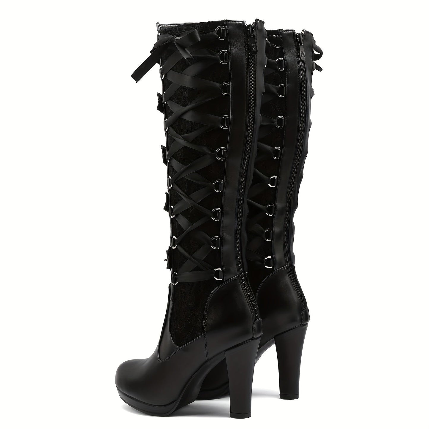 Platform Punk Tall Goth Buckled KneeHigh Boots