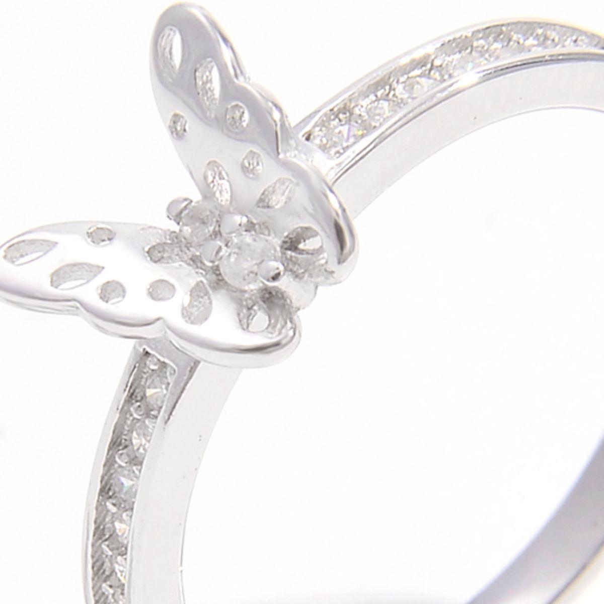 Adorable Butterfly 925 Sterling Silver Inlaid Zircon Ring