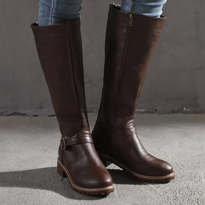 Women's Retro Knee-high Boots with Thick Heels
