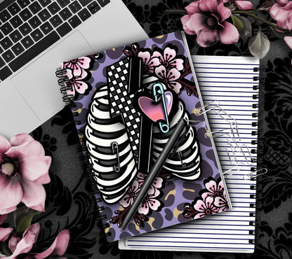 Gothic & Punk Ribcage Notebook Hand Drawn Detail