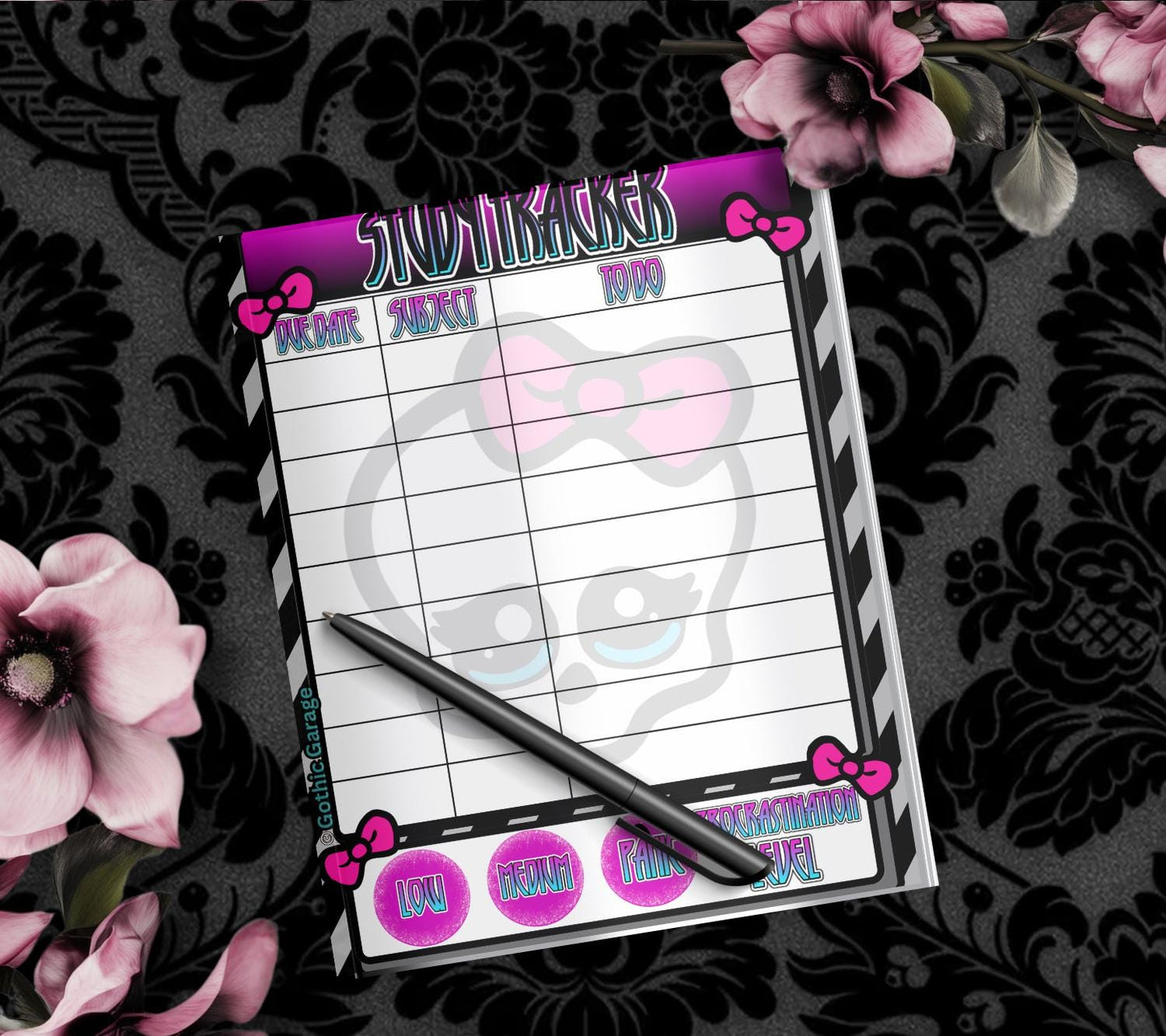Gothic Study Tracker Notepad
