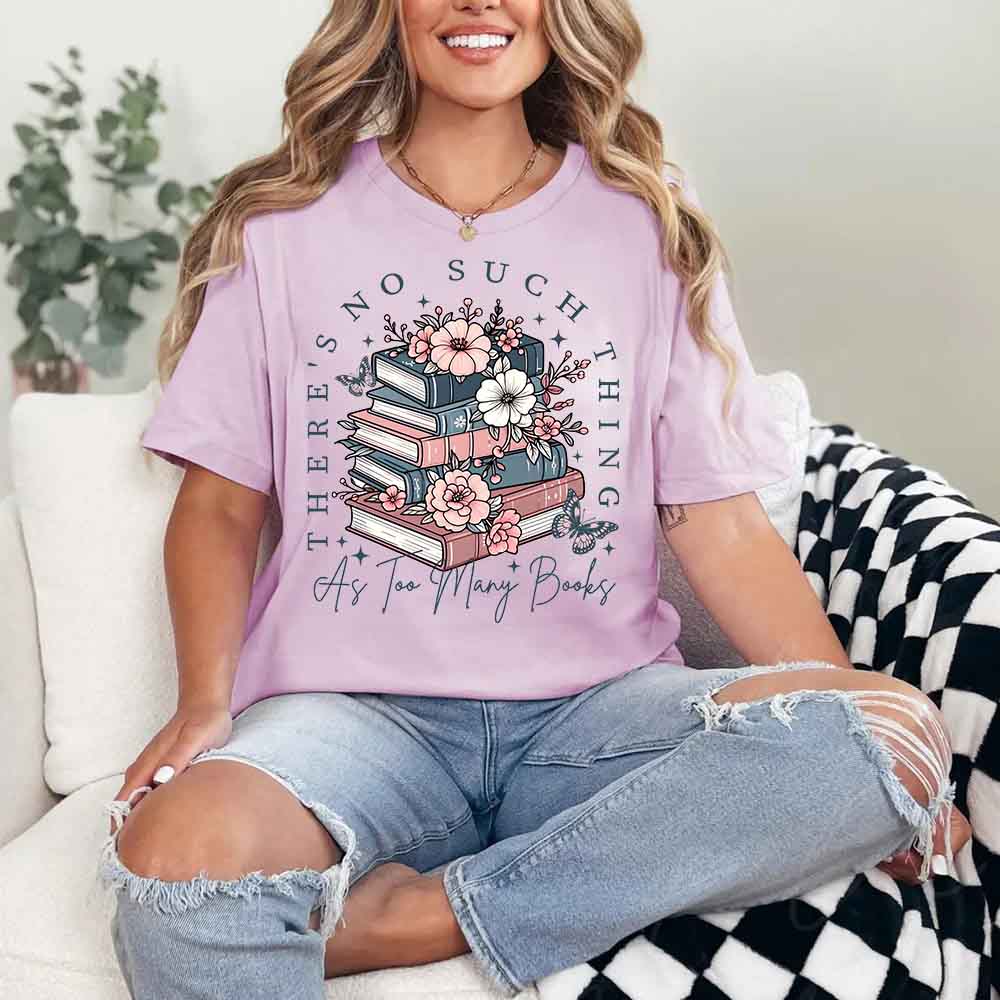 Floral Book Lover Tee – Too Many Books Shirt