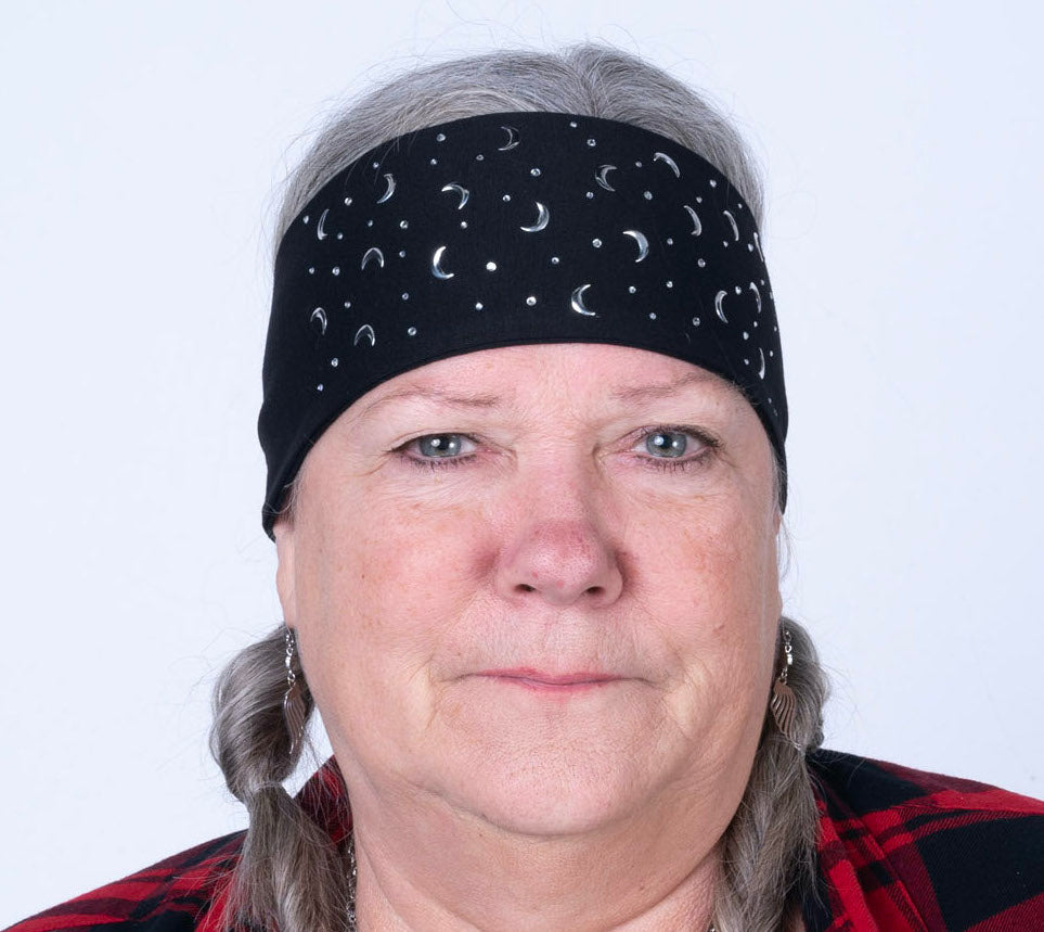 Tie-back Stretchy Rhinestone Bandana Super Moon Design