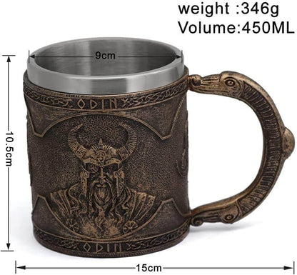Viking Nordic Odin Raven Stainless Steel Drinking Mug