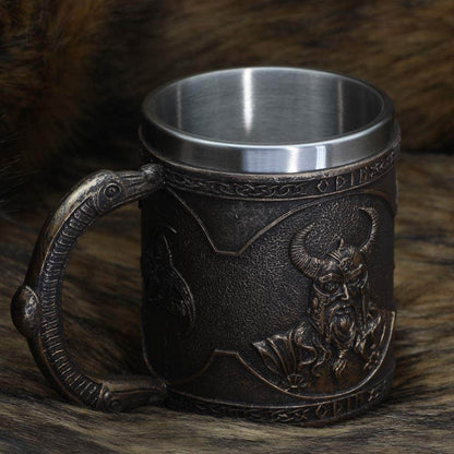 Viking Nordic Odin Raven Stainless Steel Drinking Mug