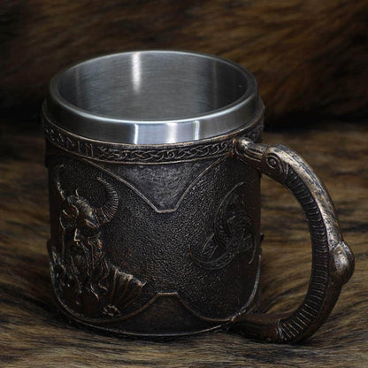 Viking Nordic Odin Raven Stainless Steel Drinking Mug