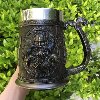 Ancient Treasures' Viking Thor and Odin Heavy Stainless Steel Tankard Mug