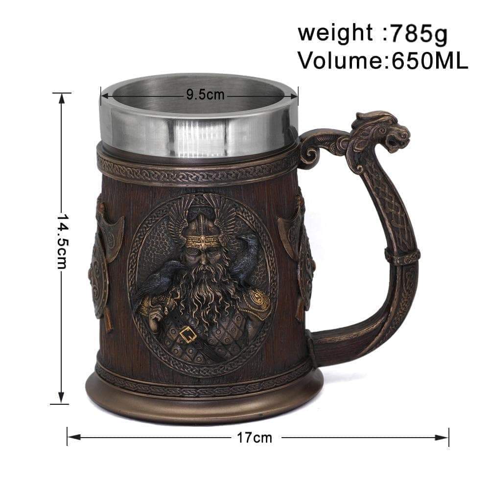 Ancient Treasures' Viking Thor and Odin Heavy Stainless Steel Tankard Mug