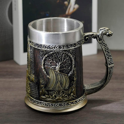 Viking Valhalla Storm Heavy Stainless Steel Tankard Mug