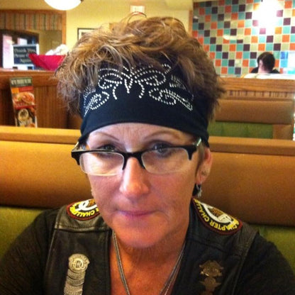 Tie-back Stretchy Rhinestone Bandana Tribal Butterfly Design, 3 Colors