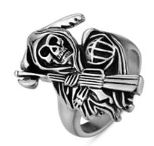R13 Stainless Steel Reaper Biker Ring