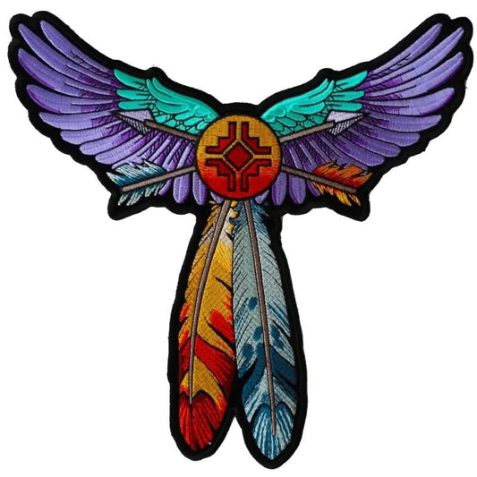PL575 Feathers with Wings Embroidered Iron on Patch