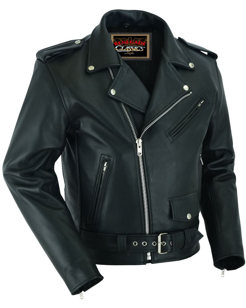 Super Arnold Men's Black Leather Jacket – Retro Design