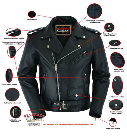 Super Arnold Men's Black Leather Jacket – Retro Design