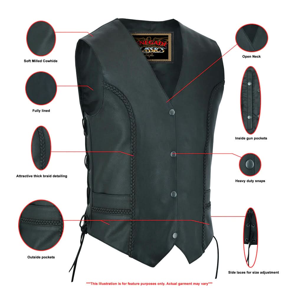 Enchantia Women's leather motorcycle vest