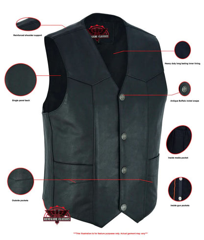 Men's Single Back Panel motorcycle vest