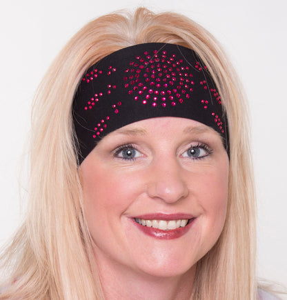 Tie-back Stretchy Rhinestone Bandana Sunburst Design, 3 Colors