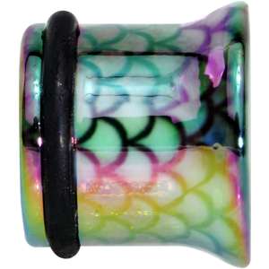 Rainbow Acrylic Magical Mermaid Single Flare Plug Set 4mm to 12mm