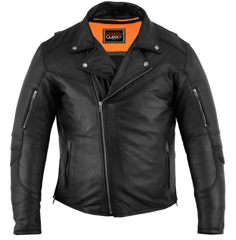 Black Speed Men's Motorcycle Leather Jacket  – Smart Access Pocket