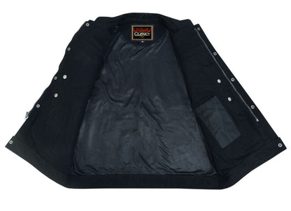 Weston Black Men's Denim Motorcycle Vest – Single Panel Back