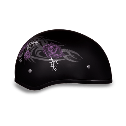 D6-PR DOT Approved Daytona Skull Cap Motorcycle Half Face Helmet – Purple Rose
