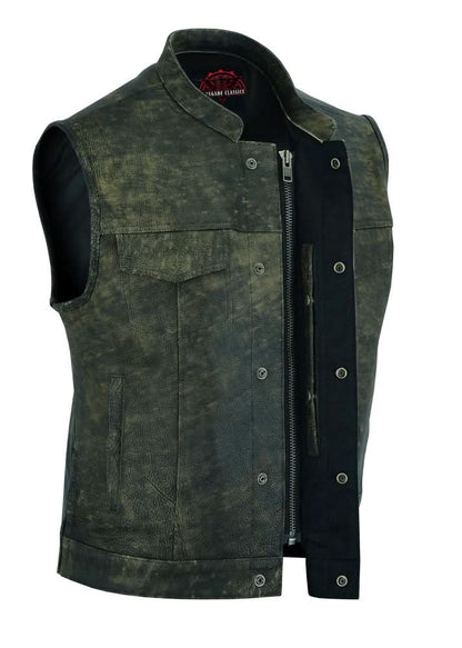 Men's Antique Brown Leather Motorcycle Vest