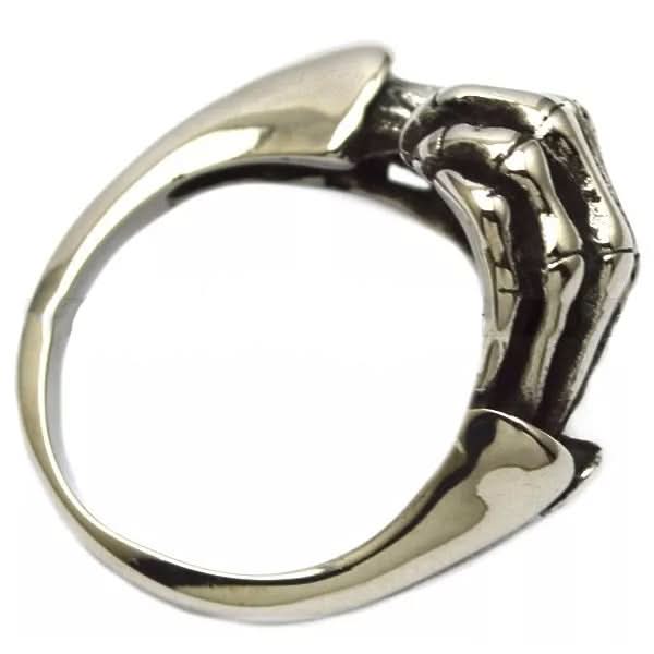R32 Stainless Steel Skull Fingers Biker Ring