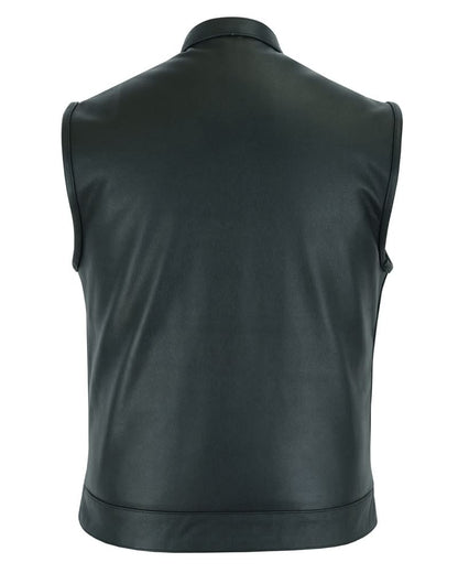 Blackhawk Scoop Collar Men's Motorcycle Vest - Smart Access Pocket & Hidden Zipper