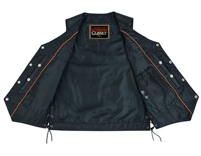 Hawk Men's Classic Black Leather Motorcycle Vest