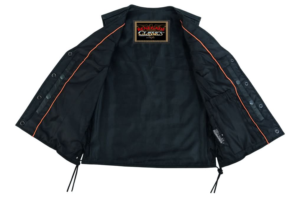 Ella Women's leather motorcycle vest -  Black